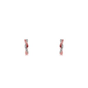 9ct Rose Gold Claw Set Twist Diamond Hoop Earrings