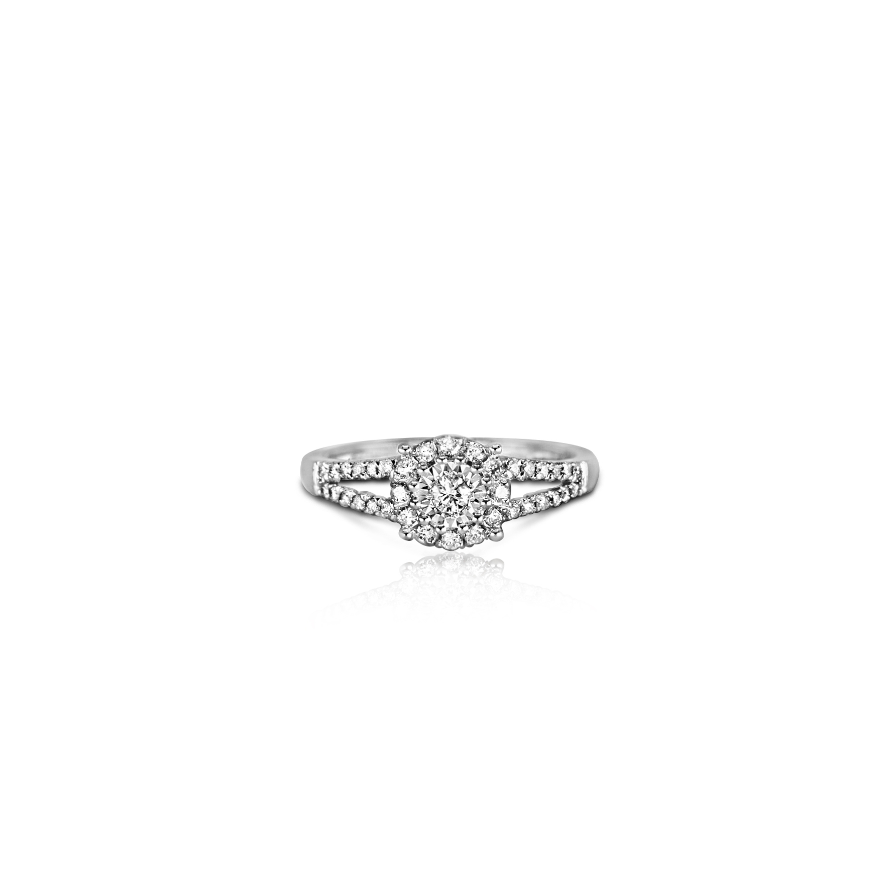 9ct White Gold Illusion Set Halo Split Band Diamond Ring - Bellagio ...