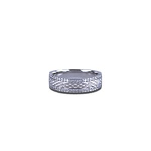 9ct White Gold Claw Set Paved Pattern Diamond Gents Band