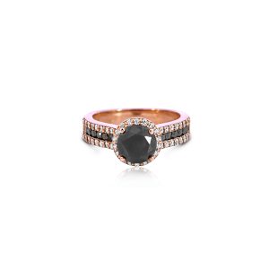 18ct Rose Gold Claw & Channel Set Black & White Diamond Ring