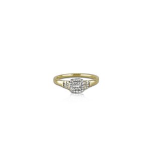 9ct Yellow Gold Claw Set Cluster Diamond Ring