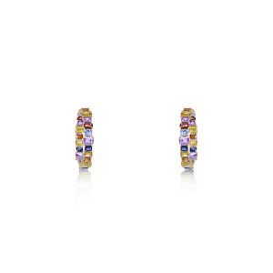 14ct Yellow Gold Claw Set Multi Color Sapphire & Diamond Dolce Vita Earrings