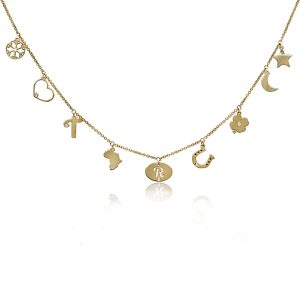 9ct Yellow Gold Diamond Multicharm Momenti Necklace
