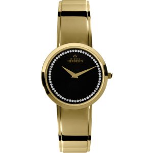 Herbelin M-Band Large Black Dial Gold Plated Watch