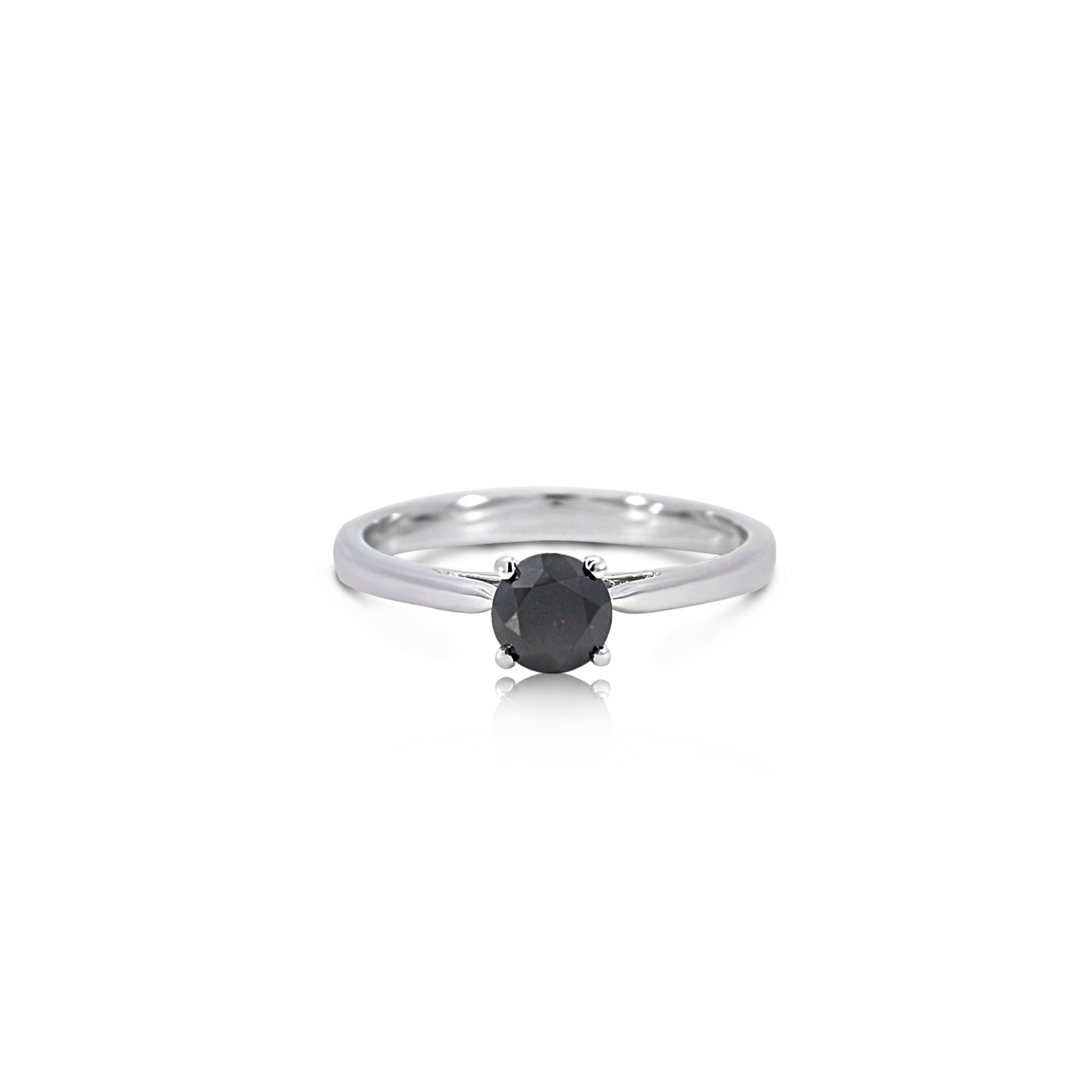 9ct White Gold Set Black Diamond Solitaire Ring - Bellagio Jewellers