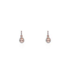 9ct Rose Gold Claw Set Halo Morganite & Diamond Earrings