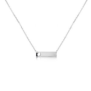 Silver Diamond Heart Name Bar Momenti Necklace