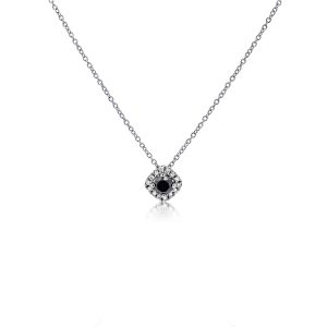 18ct White Gold Claw Set Black & White Diamond Halo Pendant