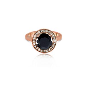 18ct Rose Gold Black & White Diamond Vintage Halo Ring