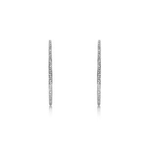 9ct White Gold Claw Set Diamond Medium Hoop Earrings