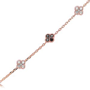 18ct Rose Gold Claw Set Round Black & White Diamond Multi Motif 1920 Bracelet