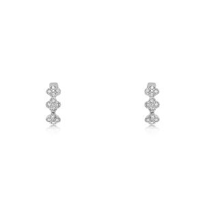 18ct White Gold Claw Set Round Diamond Hoop 1920 Earrings