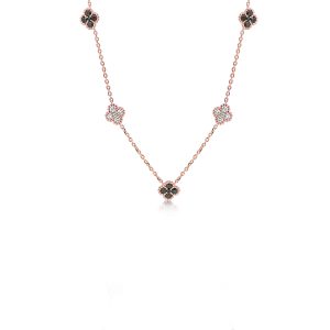 18ct Rose Gold Claw Set Round Black & White Diamond Multi Motif 1920 Necklace