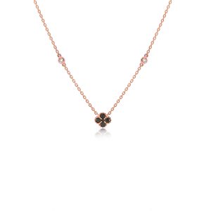 18ct Rose Gold Claw Set Round Black & White Diamond Single Motif 1920 Necklace