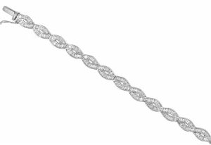 18ct White Gold Claw Set Baguette Diamond Twist Selene Bracelet