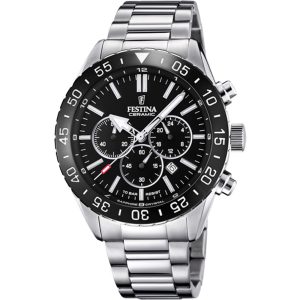 Festina Ceramic Chrono Black Dial Stainless Steel Watch