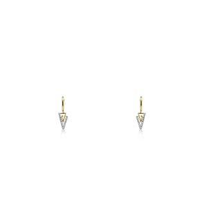 9ct Yellow Gold Claw Set Round Diamond Arrow Piccola Drop Earrings