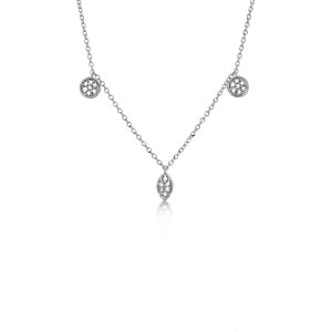 9ct White Gold Claw Set Round Diamond Multi Drop Piccola Necklace
