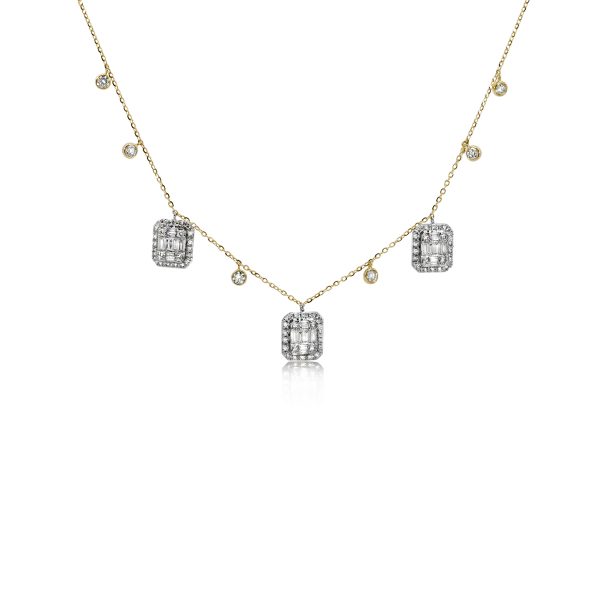 Pear Cut Diamond Multi-Stone Antique Vintage 3-Prong Pendant Necklace With  Round Accents and Chain in White Gold - #MAJESTY-P1-W - Bijoux Majesty