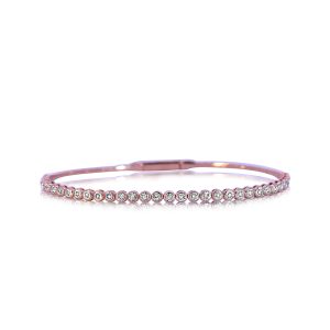 9ct Rose Gold Claw Set Round Diamond Piccola Flex Bangle