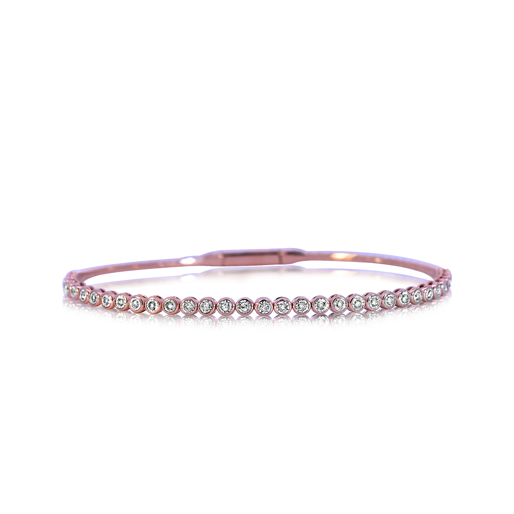 9ct Rose Gold Claw Set Round Diamond Piccola Flex Bangle - Bellagio ...