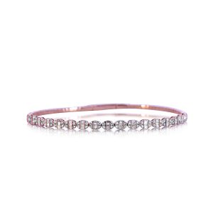 9ct Rose Gold Claw Set Baguette & Round Diamond Piccola Flex Bangle
