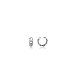 9ct White Gold Chain Link Huggie Earrings