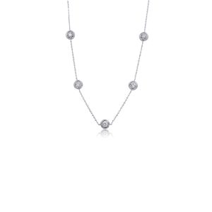 9ct White Gold Claw Set Round Diamonds By The Yard Piccola Necklace