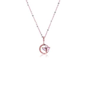 18ct Rose Gold Claw Set Mother of Pearl & Diamond Tail Piccola Pendant