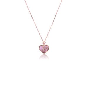 18ct Rose Gold Claw Set Mother of Pearl & Diamond Swan Heart Piccola Pendant