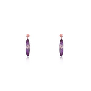 14ct Rose Gold Claw Set Round Ruby & Pink Sapphire & Diamond Dolce Vita Earrings