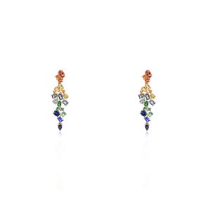 14ct Yellow Gold Multi-Coloured Sapphire & Green Garnet Dolce Vita Chandelier Earrings