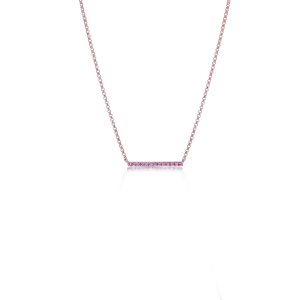 14ct Rose Gold Claw Set Round Pink Sapphire Bar Dolce Vita Necklace