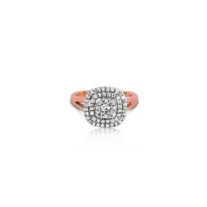 9ct Rose Gold Claw Set Cluster Diamond Split Band Ring