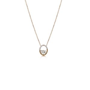 9ct Yellow Gold Claw Set Diamond Wide Oval Piccola Pendant