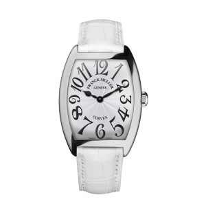 Franck Muller 2852 Curvex Quartz White Dial White Strap Stainless Steel Watch