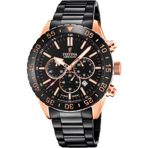 Festina Ceramic Chrono Black Dial RG Ceramic Watch
