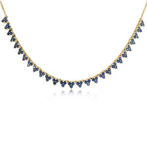 14ct Yellow Gold Claw Set Blue Sapphire Necklace