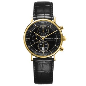 Herbelin Inspiration Chrono Black Dial Gold Stainless Steel Watch