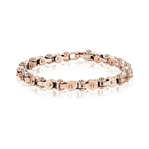 A.R.Z Steel Rose Gold Stainless Steel Bicycle Chain Bracelet