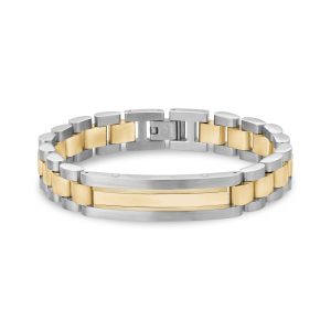 A.R.Z Stainless Steel Two tone Watch Link Id Bracelet