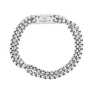 A.R.Z Steel Double Row Round Box Link Stainless Steel Bracelet