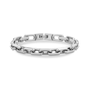A.R.Z Steel Rectangular Link Stainless Steel Bracelet