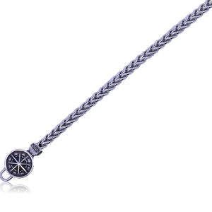 A.R.Z Stainless Steel 5mm Round Franco Crematrion Compass Bracelet