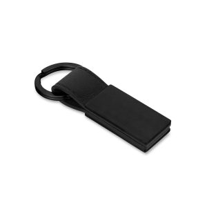 A.R.Z Steel Black Leather Black Stainless Steel Keychain