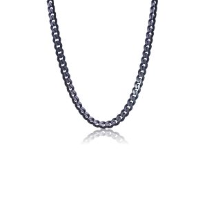 A.R.Z Stainless Steel Black Cuban Link Necklace