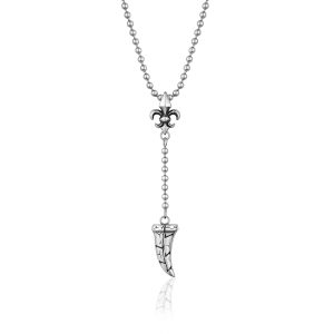 A.R.Z Stainless Steel Fleur De Lys Rosary Style Necklace