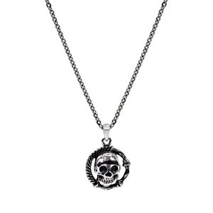 A.R.Z Stainless Steel Skull & Bones Pendant With Chain