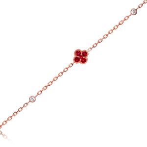 18ct Rose Gold Claw Set Ruby & Diamond Single Motif 1920 Bracelet