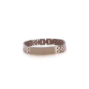 A.R.Z Stainless Steel Rose Gold Link Id Bracelet